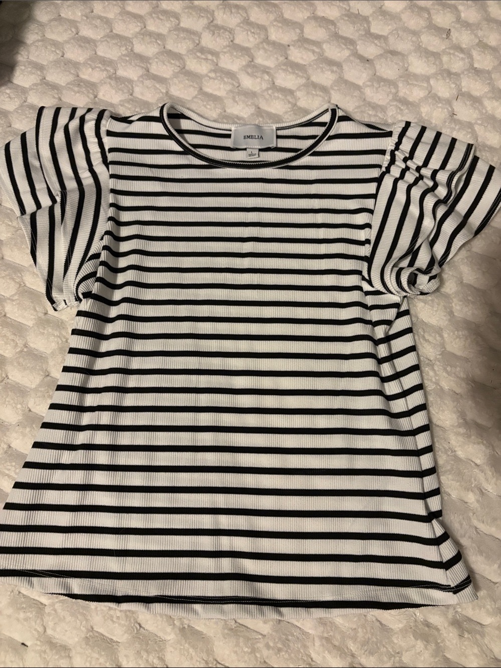 Emelia Black & White Striped Short Sleeve Top
